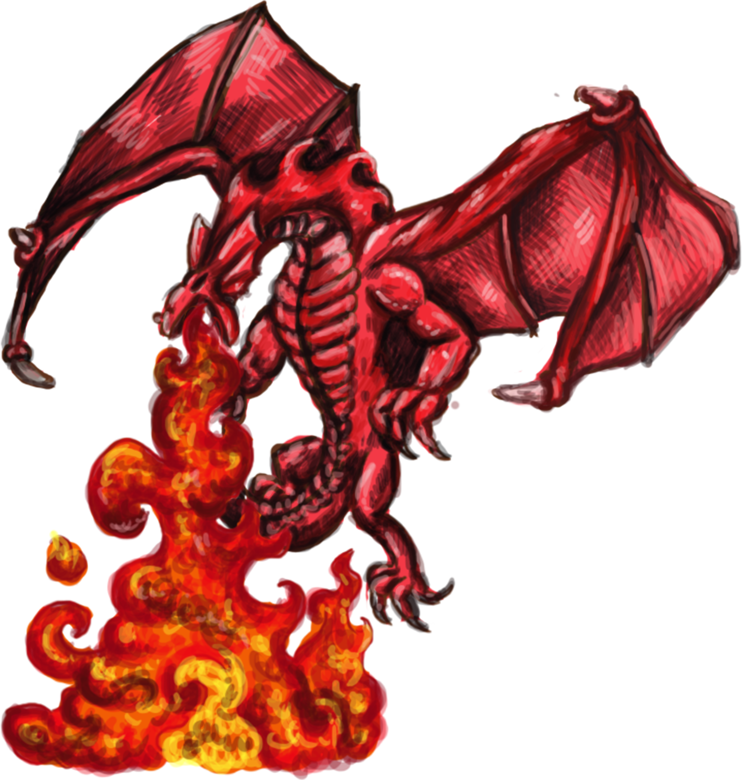 Fire-breathing Dragon Illustration - Drawings Of A Dragon Breathing Fire (2469x2598)