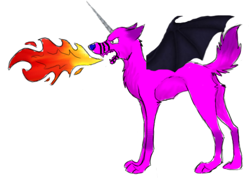Fire Breathing Wolf Pose By Motzii-d4kmrzf Colored - Cartoon (576x432)