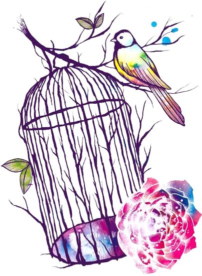 Bird Cage Drawing Tumblr - Perching Bird (500x625)