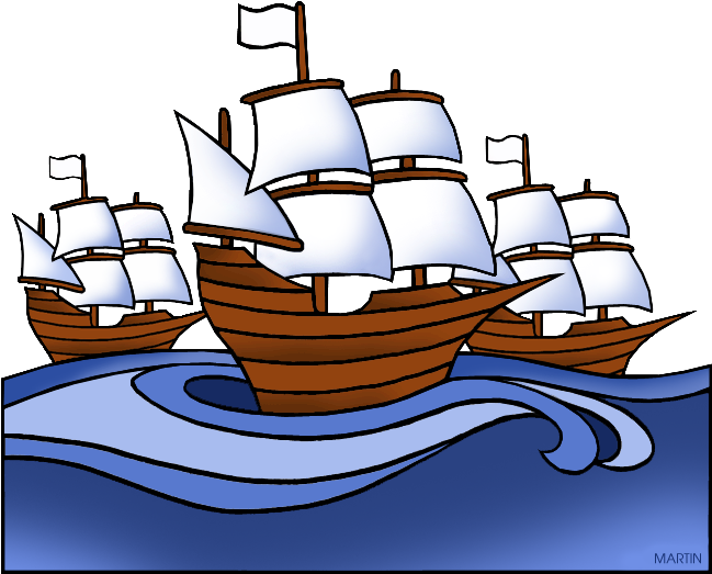 Colonial Ships - Columbus Ship Clip Art (648x555)