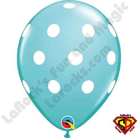 Qualatex 5 Inch Round Big Polka Dot Caribbean Blue - Pink Polka Dot Balloons (480x480)