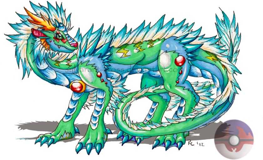 Fakemon Lung Dragon Design- Elemagon By Sylvaerian - Fakemon Cat Dragon (900x640)