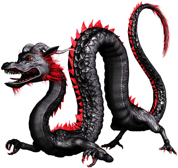 Pictures Of Fire Breathing Dragons 29, Buy Clip Art - Black And Red Chinese Dragon (720x720)
