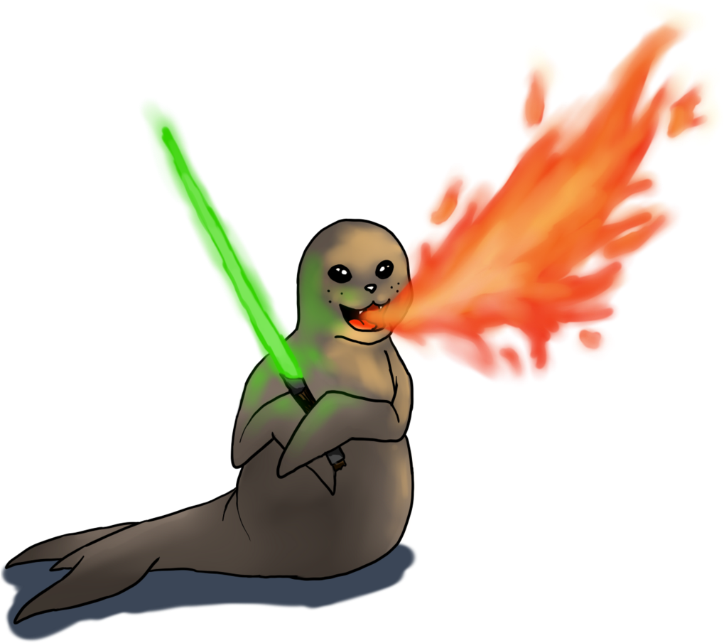 Firebreathing Seal With Laser Sword By Szirka - Cartoon (1024x1414)
