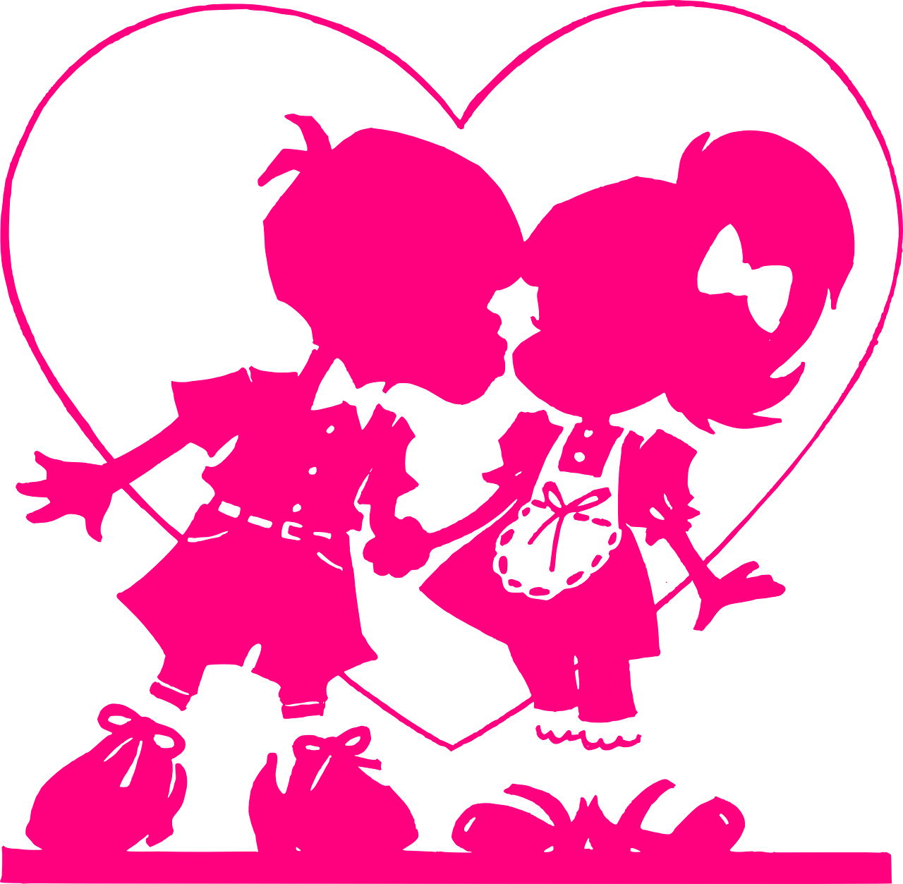 Clipart Kisses Animated - Pink Valentine Hearts Clip Art (1280x1253)
