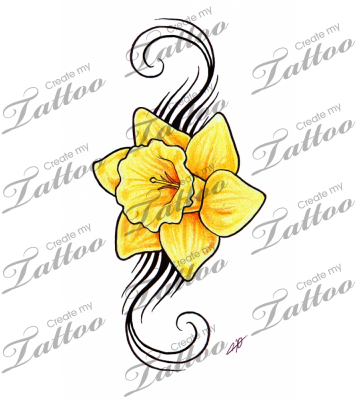 Flower Only W/different Scroll - Fallen Angel Wings Tattoo (400x400)