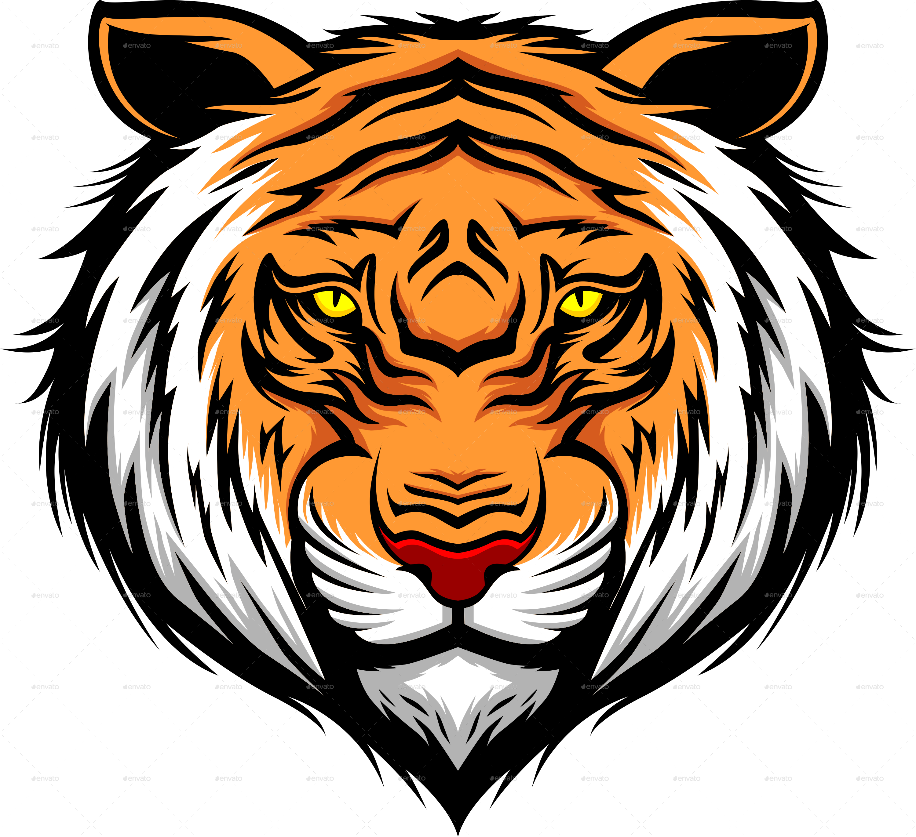 Tiger Mascot Head Logo Download - Tiger Head Vector Png (2999x2742)