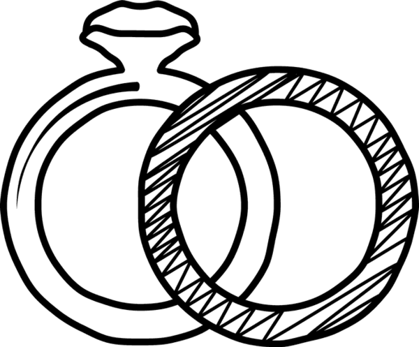 Rubber Stamp Of Two Wedding Rings - Coloring Book (600x497)