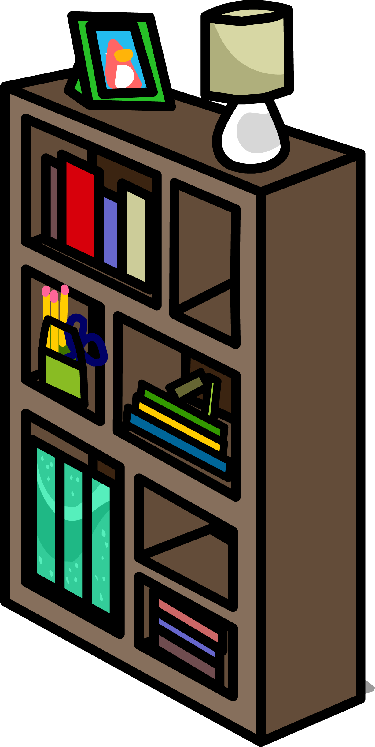 Funky Bookshelf Sprite 006 - Bookcase (1227x2441)