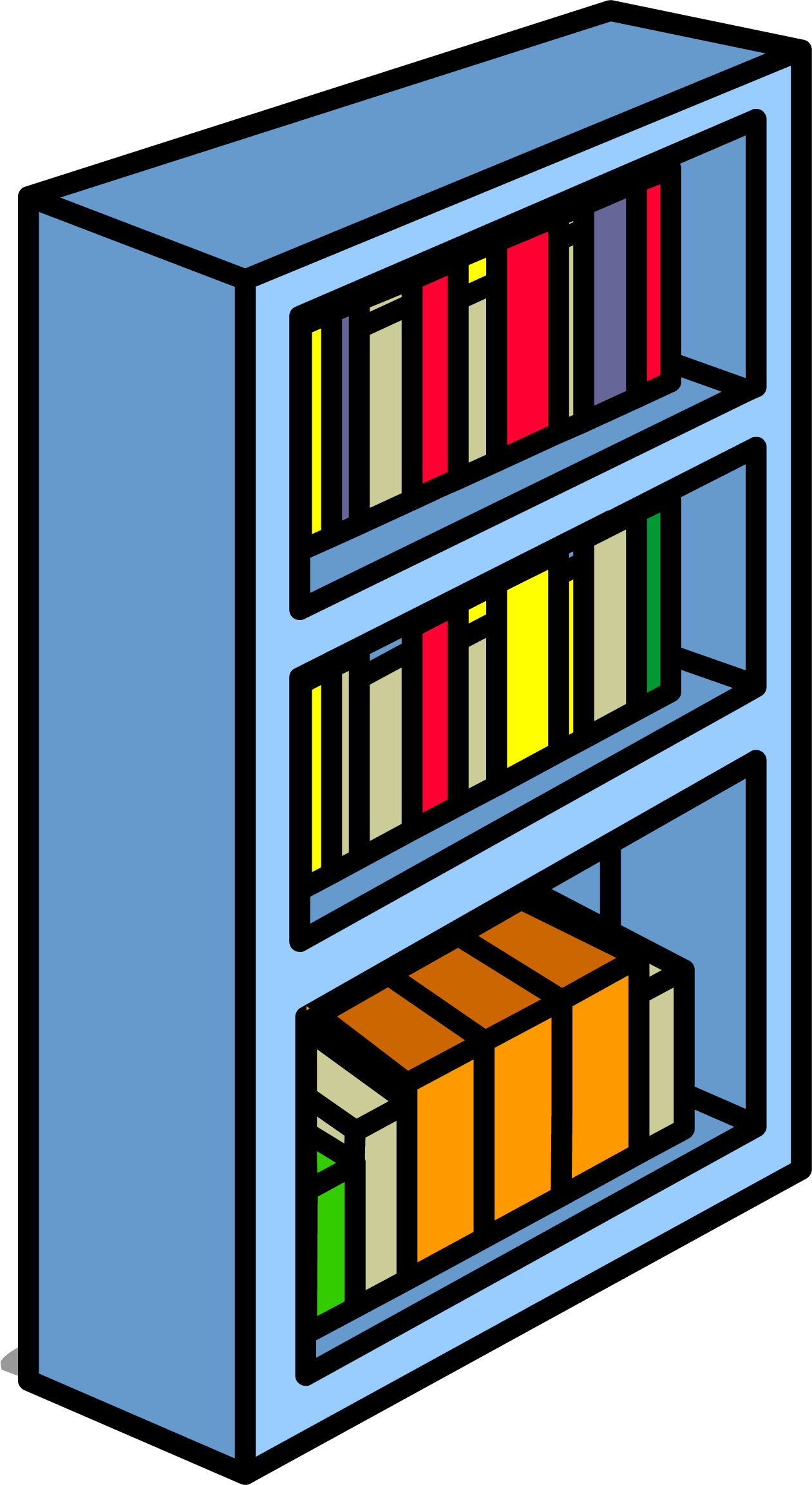 Blue Bookshelf Sprite 010 - Bookcase (1261x2304)
