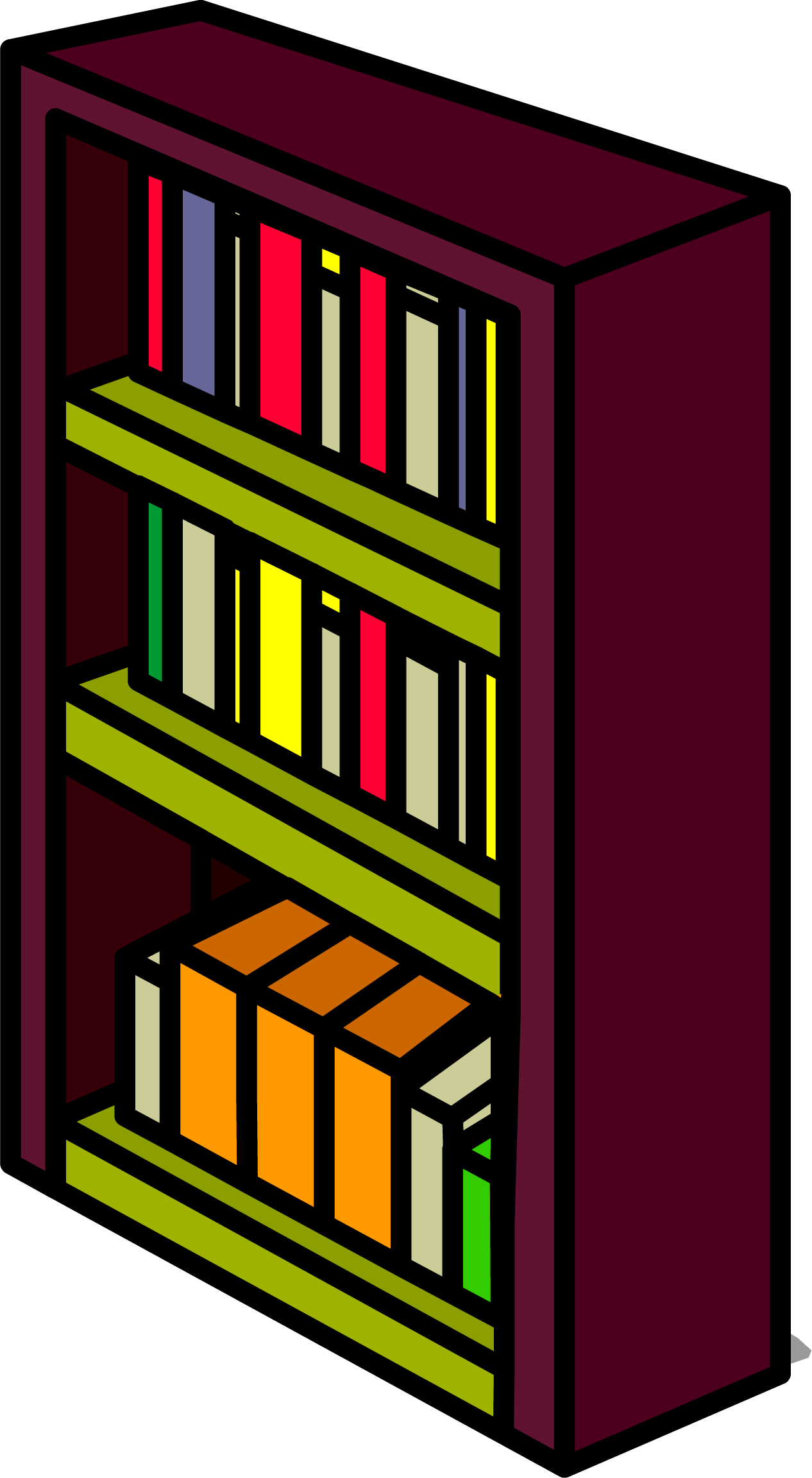 Burgundy Bookshelf Sprite 006 - Bookcase (1266x2304)