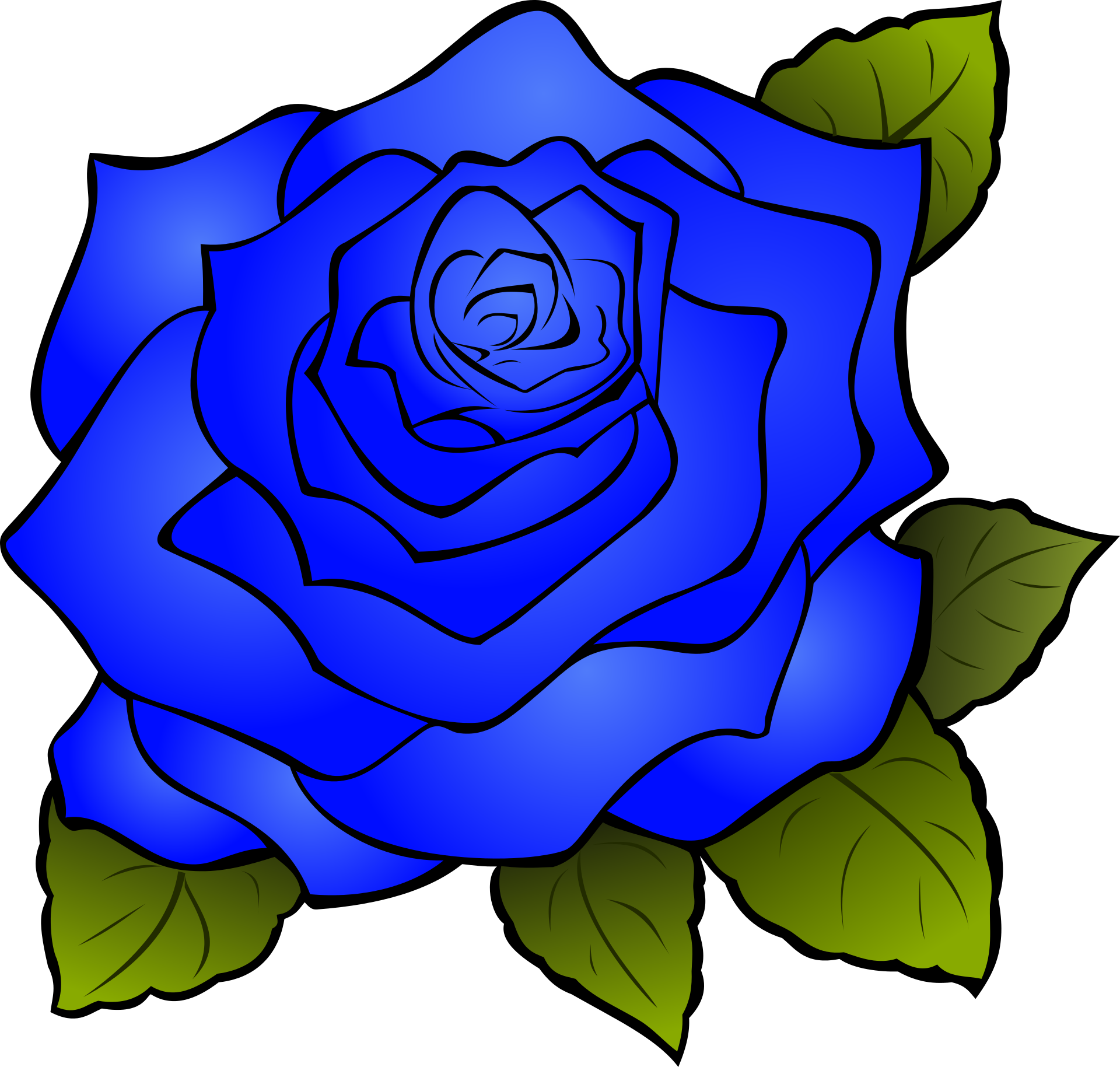 Rose Cartoon Drawing Clip Art - Blue Rose Clipart (1920x1829)