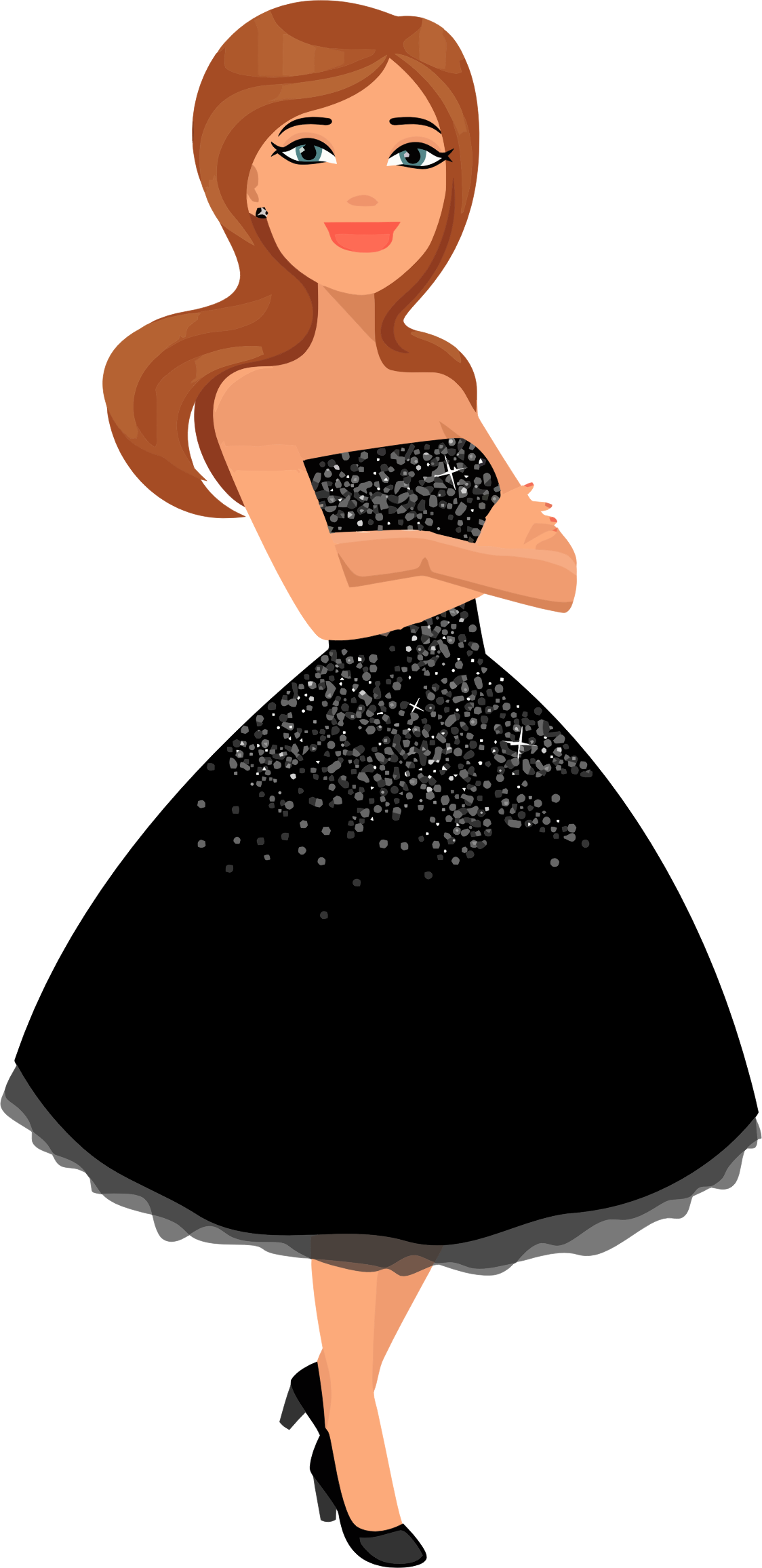 Big Image - Black Dress Woman Dress Cartoon (1124x2312)