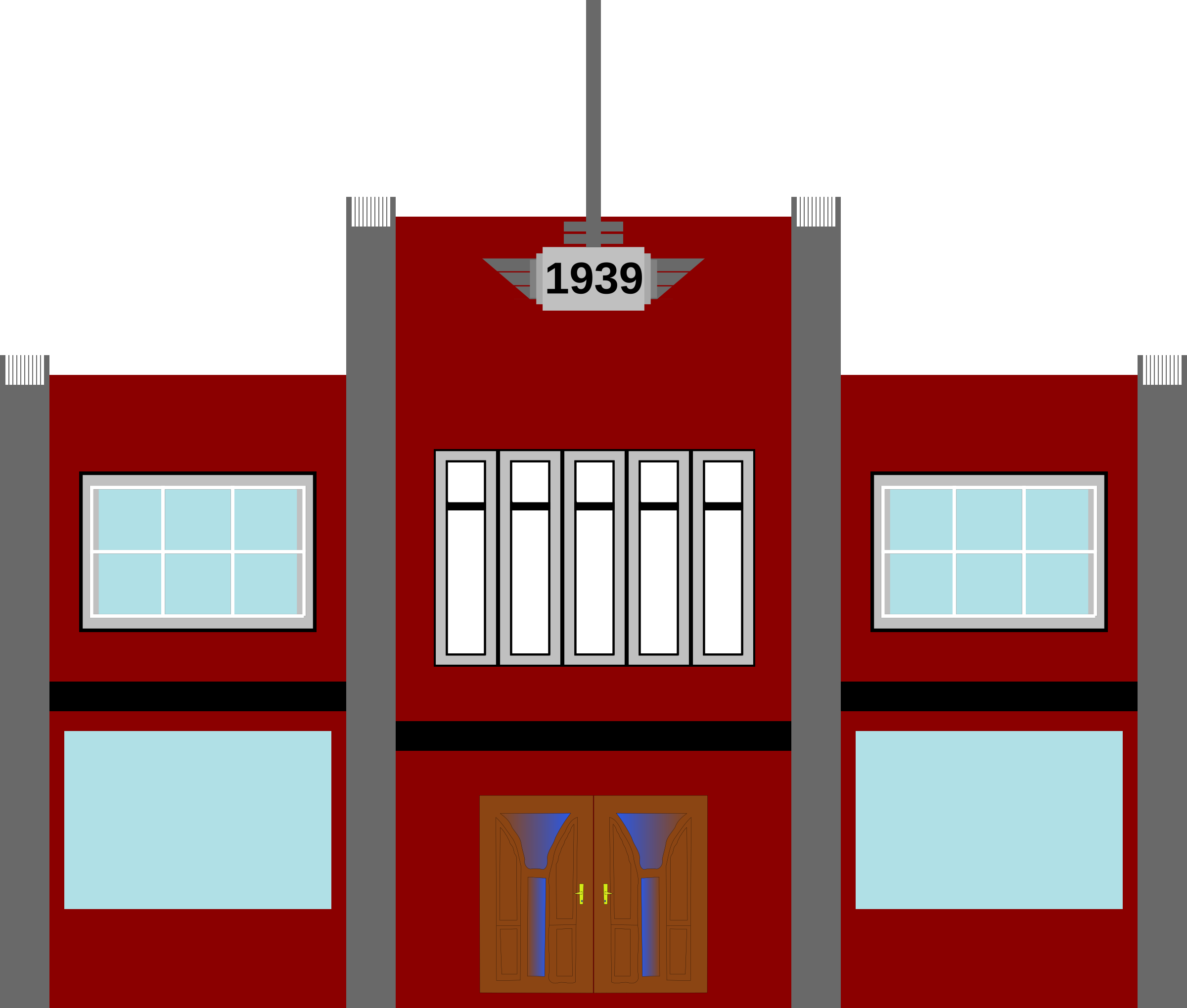 Deco Institutional Building - Red Building Clipart (2400x2038)