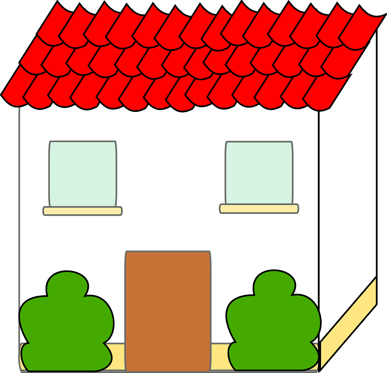 House Home Building Architecture Png Image - House With Red Roof Clipart (1280x1233)