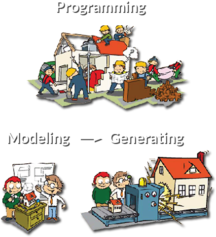 Mde Metaphor - People Building A House (450x520)