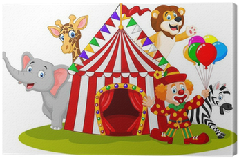 Cartoon Happy Animal Circus And Clown Canvas Print - Dibujo De Un Circo (400x400)