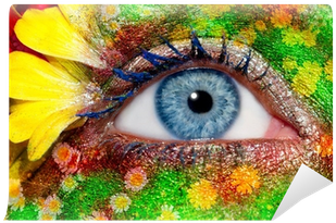Blue Woman Eye Makeup Spring Flowers Metaphor Wall - Tia Creation Blue Woman Eye Makeup Inspired Canvas (400x400)