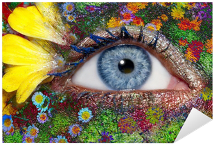 Blue Woman Eye Makeup Spring Flowers Metaphor Sticker - Tia Creation Blue Woman Eye Makeup Inspired Canvas (400x400)