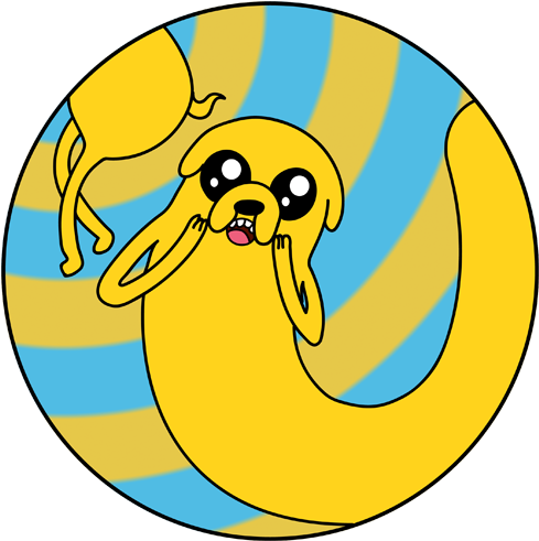 Jake Button Design By Makksim - Jake The Dog Stretching (500x502)
