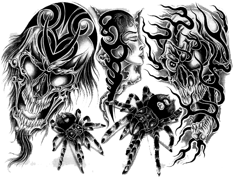 Cowboy Skull Stencil Download - Tattoo Designs Transparent Background (1024x768)