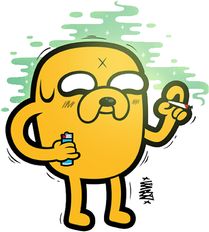 Happy Weed Smoke Joint High Jake The Dog Fly Smoke - Adventure Time Jake Smoking (500x595)
