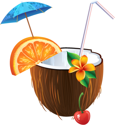 Tropical Coconut Cocktail Decal - Coco De Playa Png (374x405)