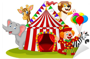 Cartoon Happy Animal Circus And Clown Wall Mural • - Circus Cartoon (400x400)