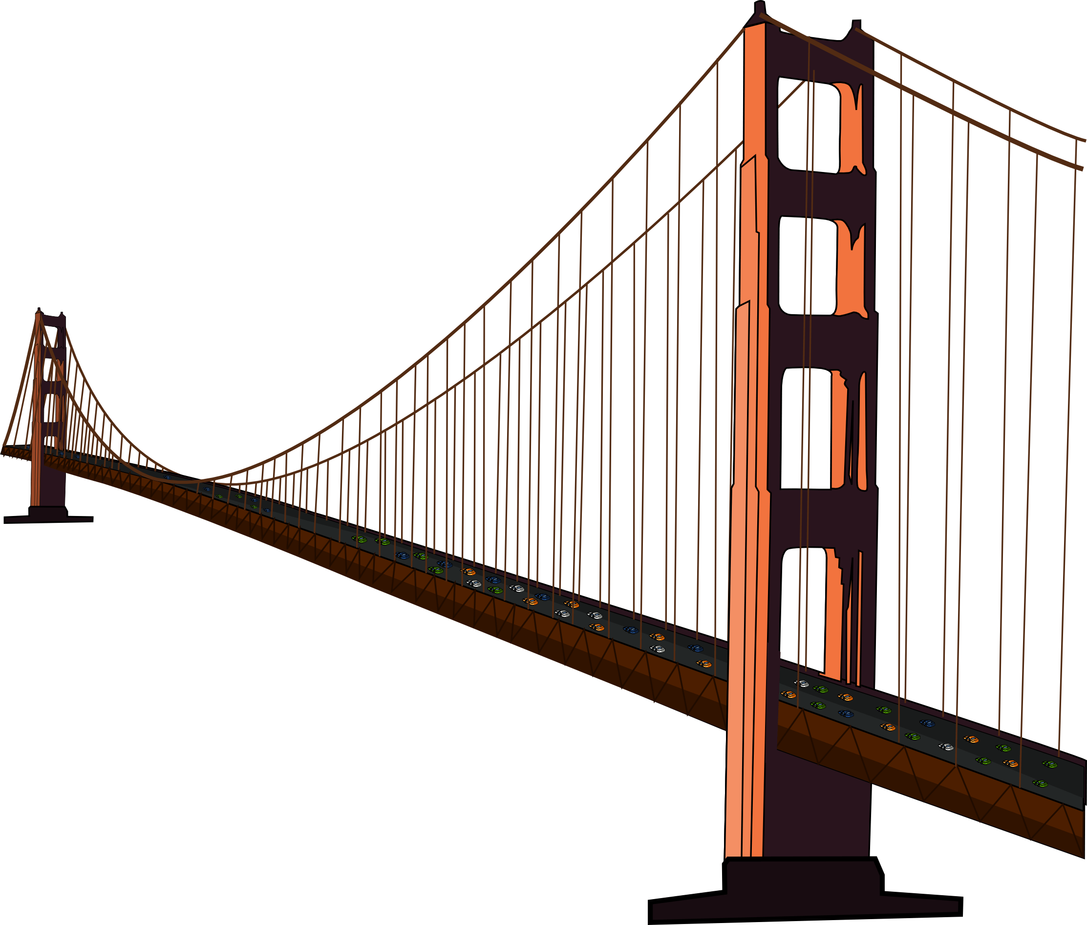 Simple Golden Gate Bridge Clipart - Suspension Bridge (2225x1893)