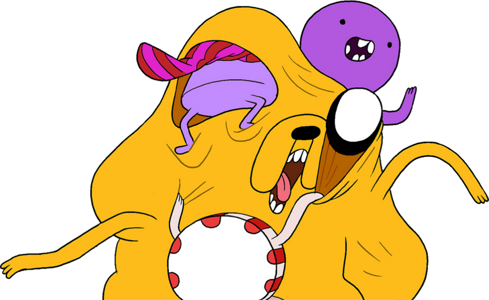 Jake Getting Pulled On By Candy Kids Special Pose - Candy From Adventure Time (973x597)