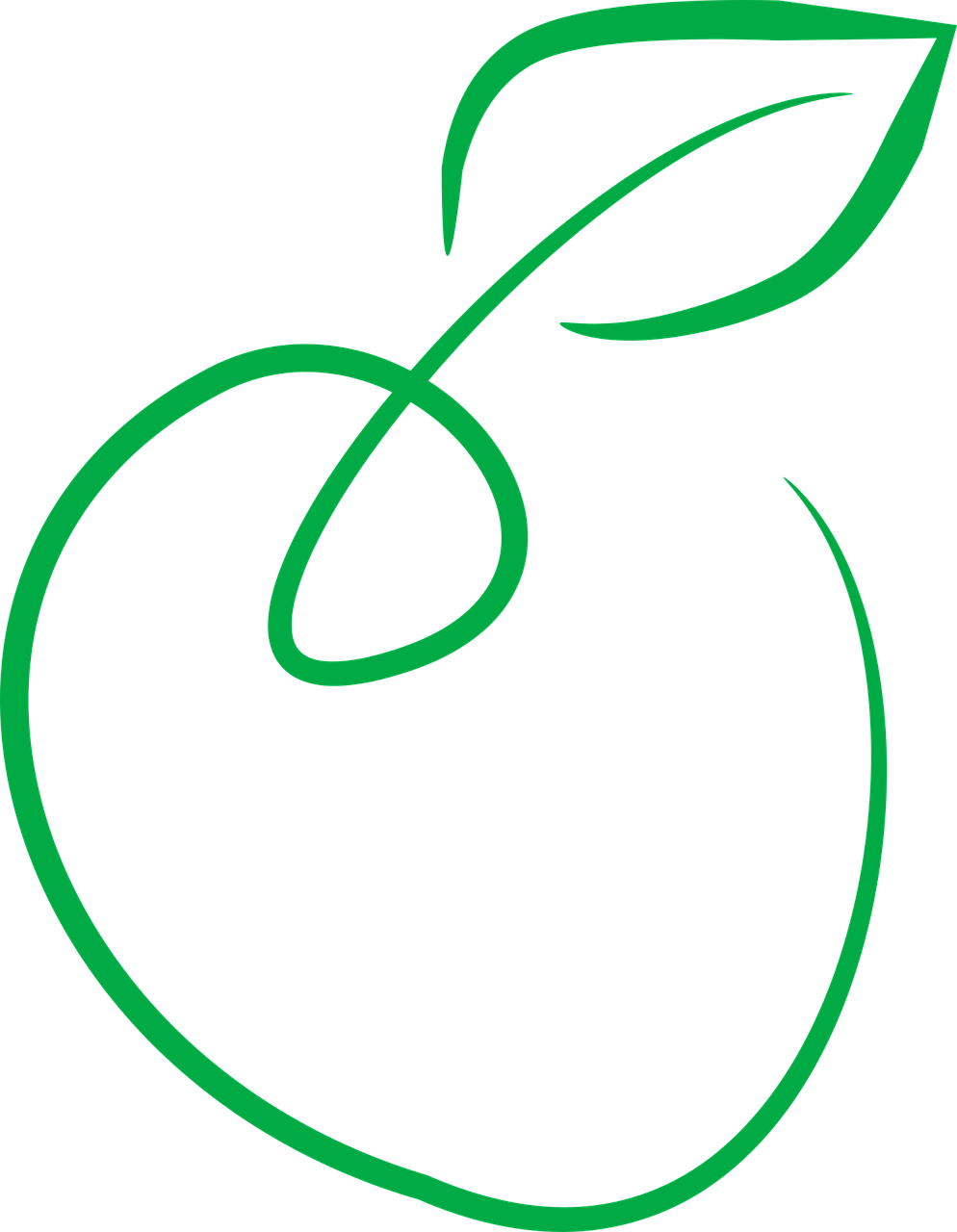 Fruit Green Apple Simple Art Png Image - Green Apple Draw Png (994x1280)