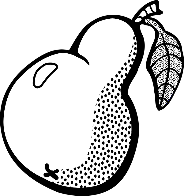 Pear Clipart Black And White (601x640)