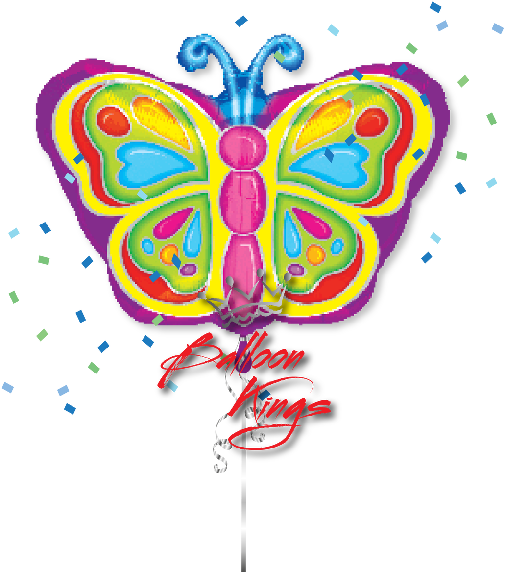 Cute Butterfly - Anagram 18 Inch Shape Foil Balloon - Bright Butterfly (1280x1280)