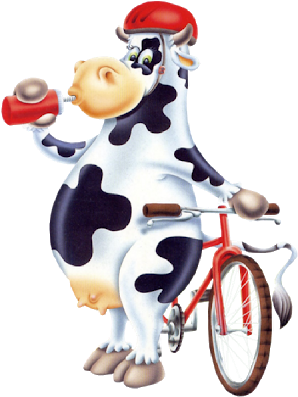Funny Cow Clip Art - Cow On A Bike Ride Mouse Pad, Hot Pad Or Trivet Aph0532mp (400x400)