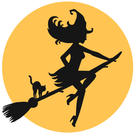 Witch In Moon Svg Scrapbook Cut File Cute Clipart Files - Witch Silhouette With Moon (432x432)
