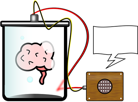 Brain Lab Science Talking Speech Bubble Ex - Brain In A Jar Clip Art (448x340)