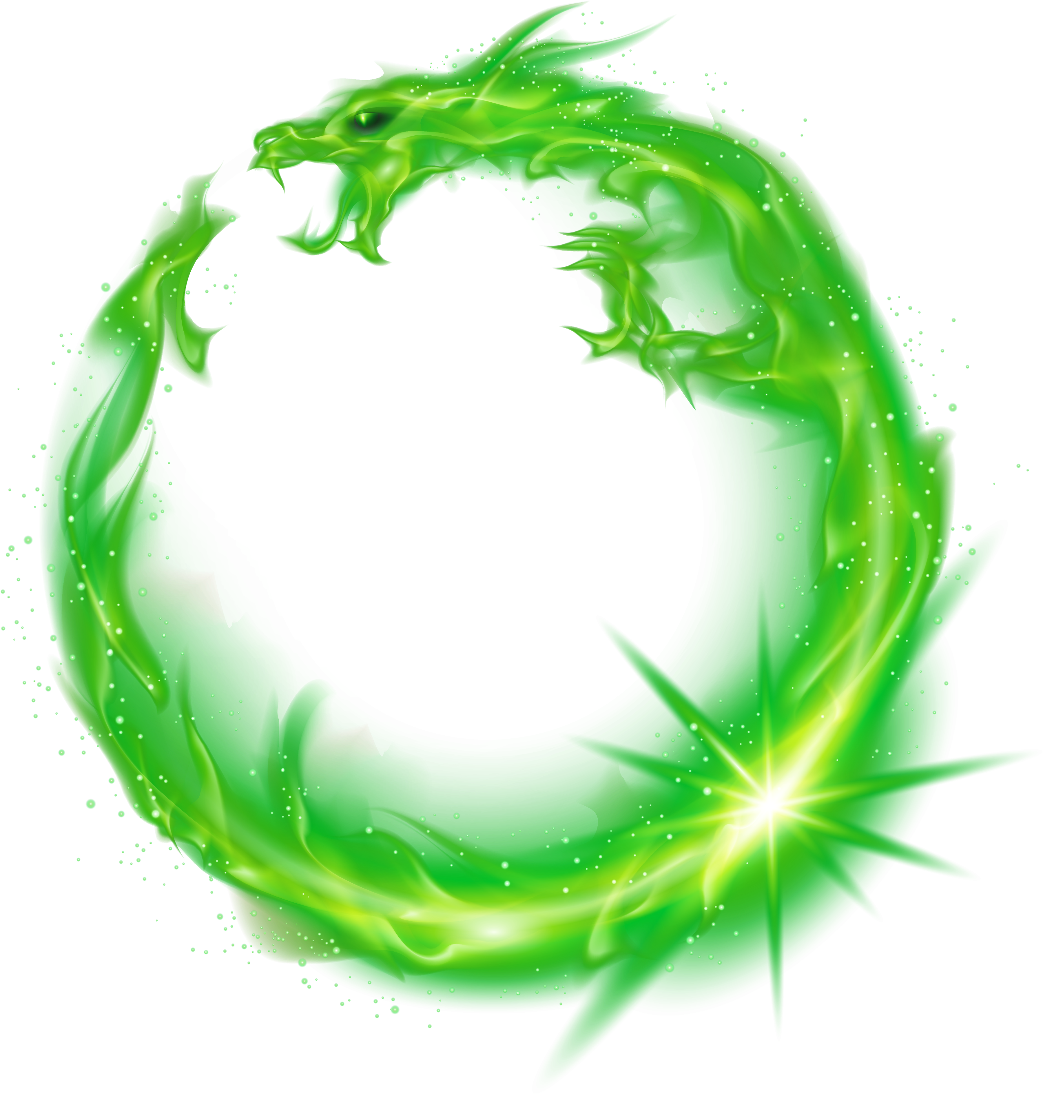 Fire Flame - Green Dragon - Flame Green Circle (4583x4583)