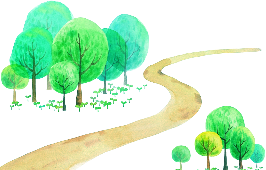 Cartoon Watercolor Painting Illustration - Cartoon Country Road Png (1024x674)