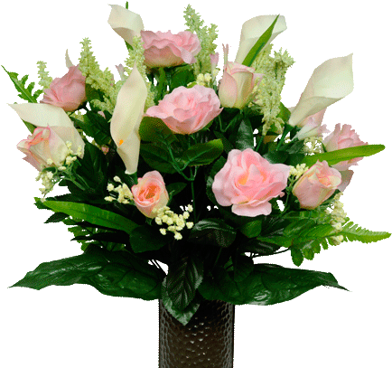 Small Pink Rose And Calla Lily Mix $26 - Ruby's Silk Flowers Pink Rose And Calla Lily Mix Artificial (455x455)