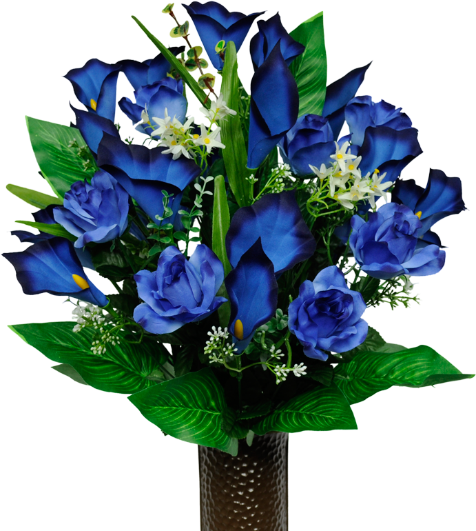 A Bouquet Of White Lilies - Ruby's Silk Flowers Blue Rose And Calla Lily Mix Artificial (800x800)