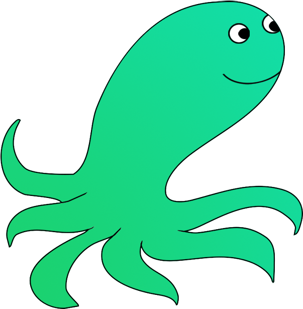 Funny Cartoon Octopus Png, Green Cartoon Octopus Png - Cartoon (709x709)