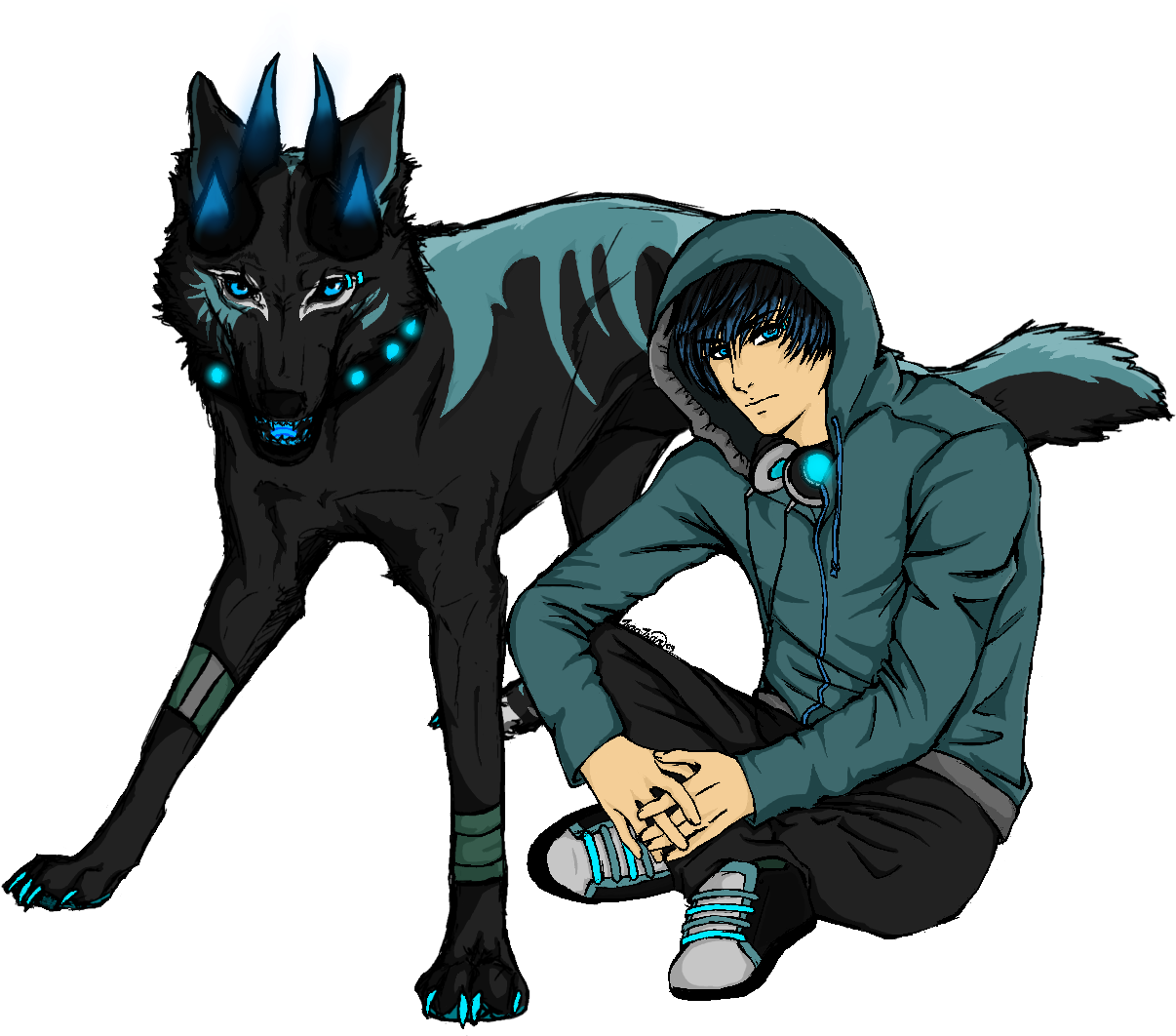 Hanzo ~ Kreptis Wolf And Human Version By Blue-rakuen - Wolf As A Human (1362x1200)