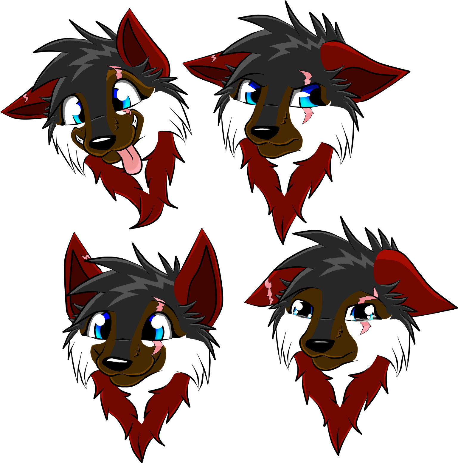 Chakuras Face Expressions By Chakura Tomboy Wolf - Anime Wolf Face Expressions (1600x1600)