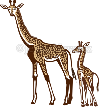 Giraffe And Calf - Giraffe And Calf (400x430)