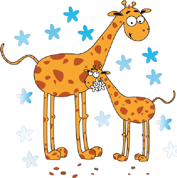 Giraffe Cartoon Animal Images - Sticker Girafes Et Étoiles (600x600)