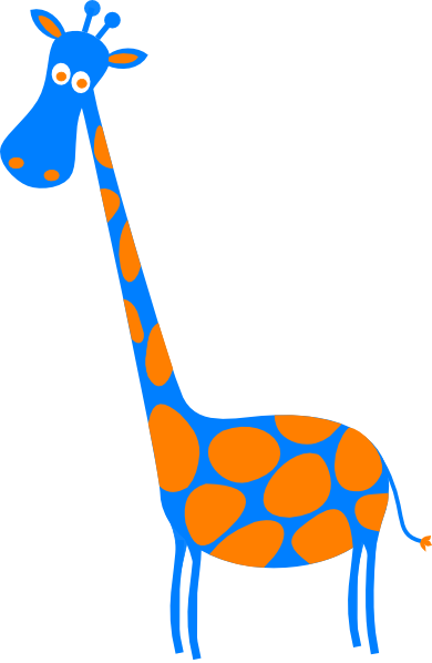 Giraffe Blue With Orange Spots Clip Art At Clker - Yellow And Orange Giraffe (390x598)