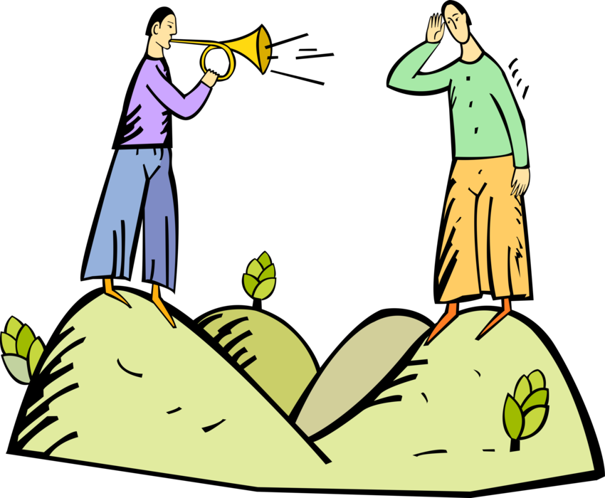 Vector Illustration Of Making Announcement With Trumpet - Vector Illustration Of Making Announcement With Trumpet (850x700)