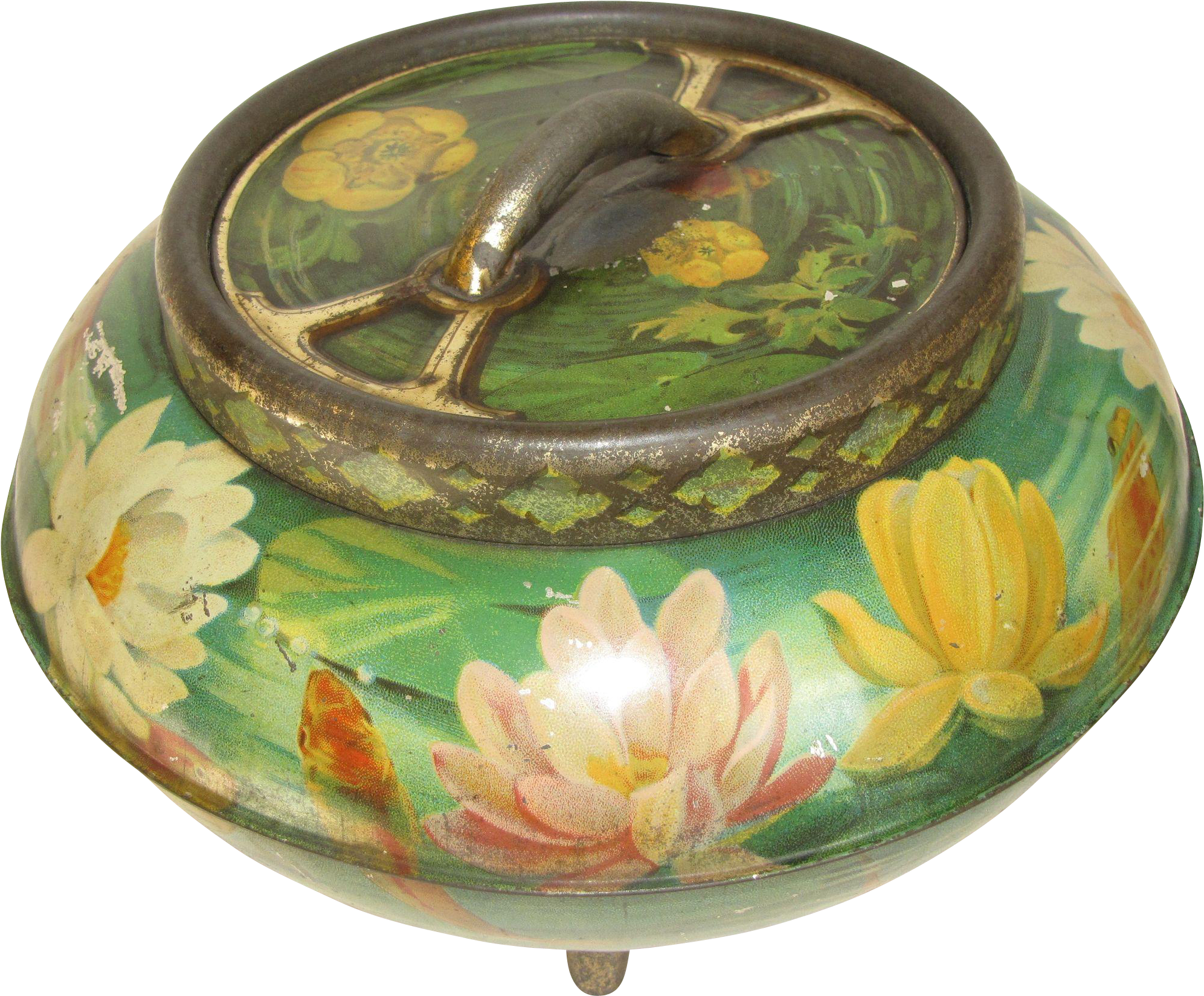 1909 Water Lilies Biscuit Tin Huntley & Palmers, Lovely - 1909 Water Lilies Biscuit Tin Huntley & Palmers, Lovely (1992x1992)