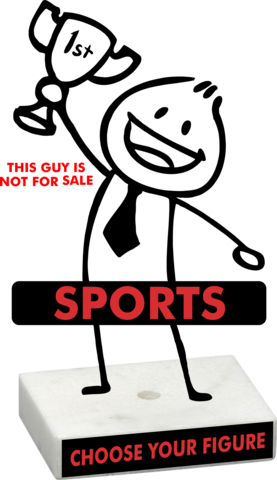 White Marble W/ Sports Figure - Win Trophy Clipart Black And White (277x480)