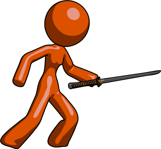 Mascot Woman Stabbing With Ninja Sword - Stabbing (550x508)